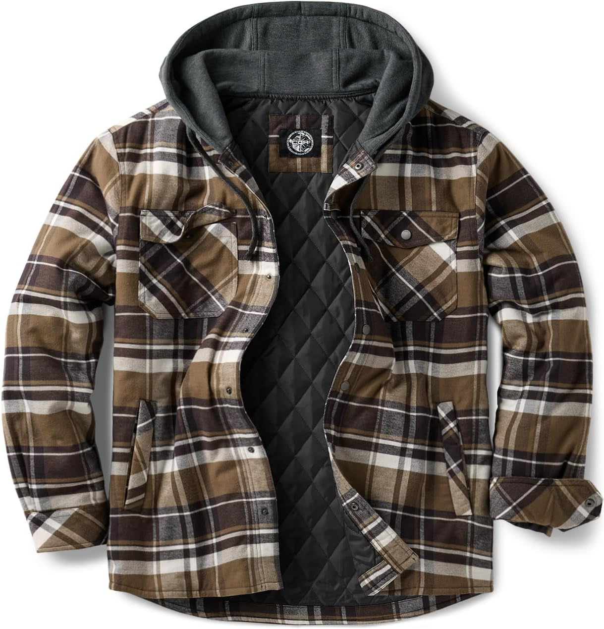 Men'S Flannel Shirt Jacket Long Sleeve, Winter Warm Outdoor Casual Plaid Jacket Coat with Pockets