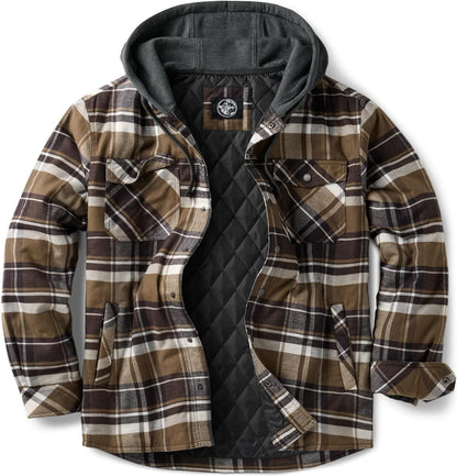 Men'S Flannel Shirt Jacket Long Sleeve, Winter Warm Outdoor Casual Plaid Jacket Coat with Pockets