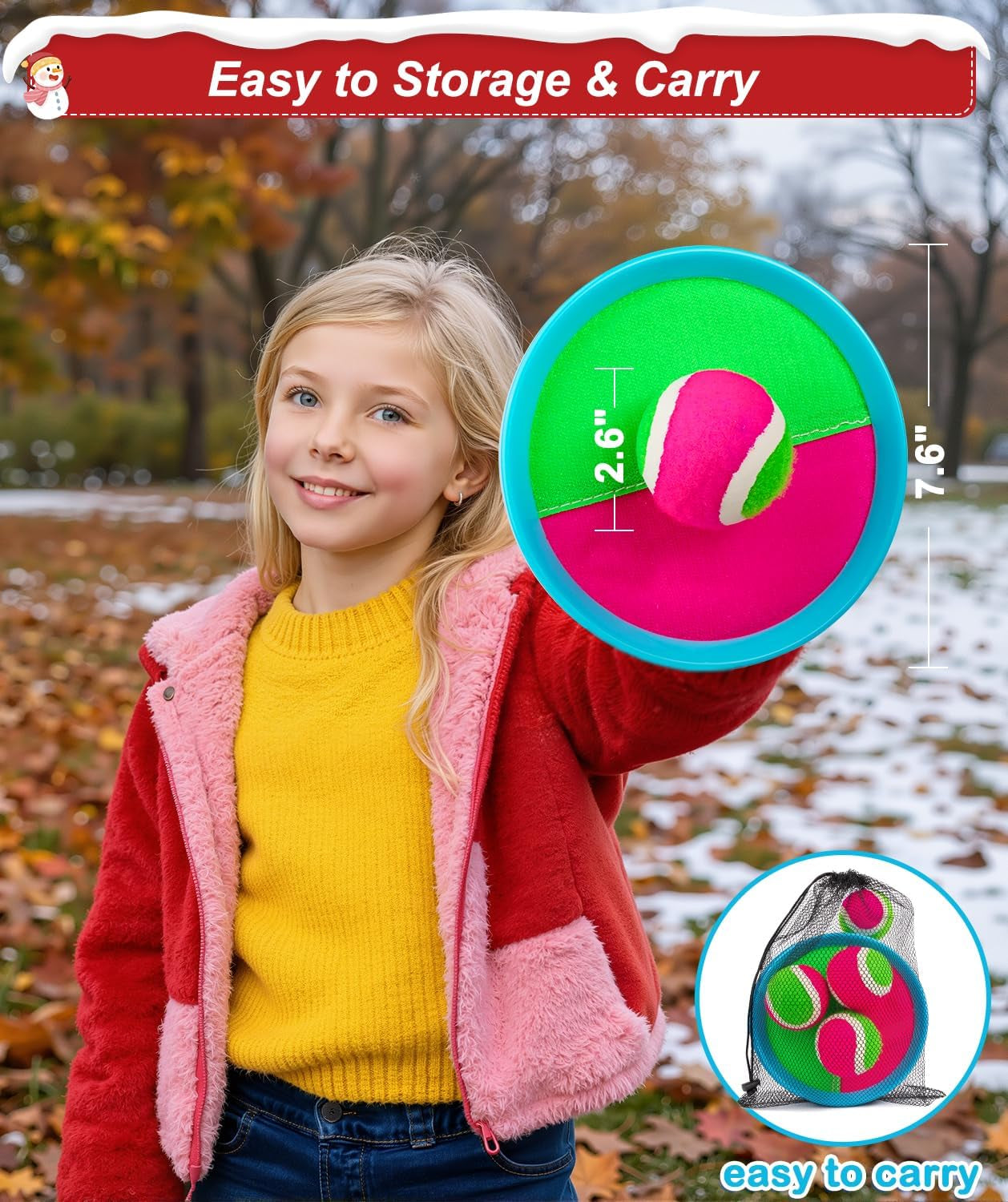 Kids Toys Toss and Catch Game Set Christmas Stocking Stuffer for Kids Toddler, Toys for 3 4 5 6 7 8 Year Old Boys Girls Birthday Gift, Yard Outdoor Games for Kid Ages 4-8 8-12 Beach Pool