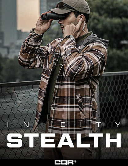 Men'S Flannel Shirt Jacket Long Sleeve, Winter Warm Outdoor Casual Plaid Jacket Coat with Pockets