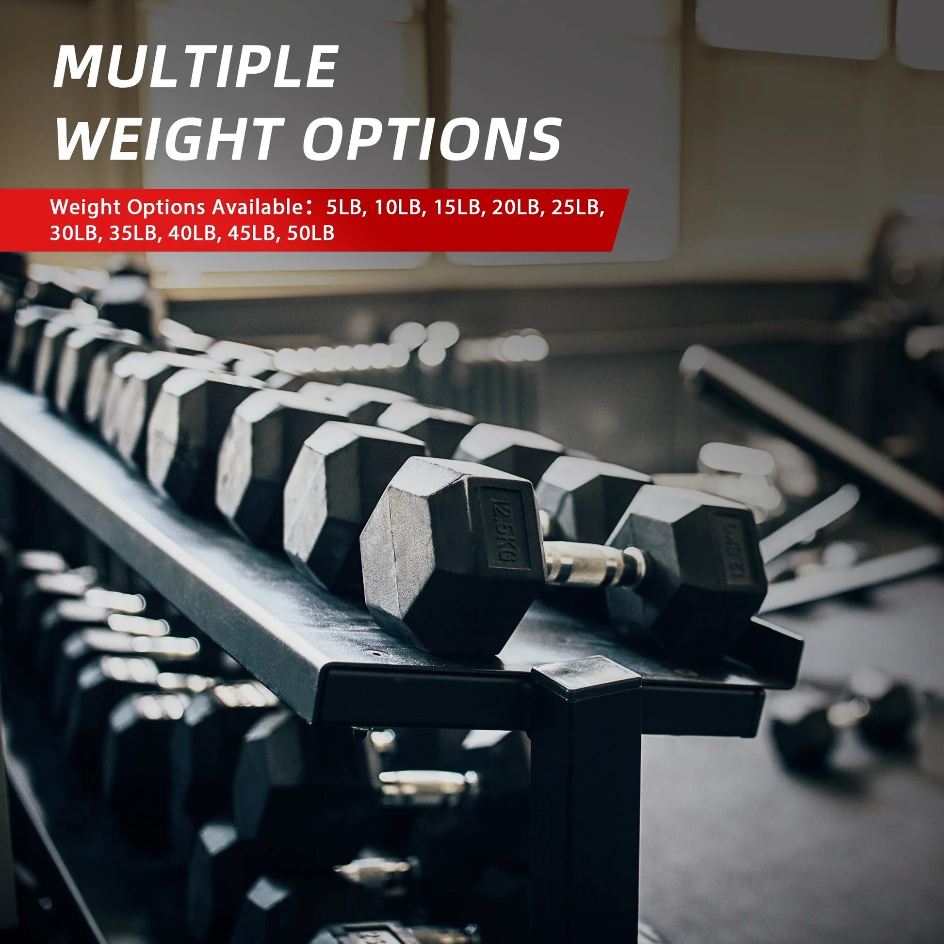 Rubber Encased Hex Dumbbell, 20 Lb, Single, Black