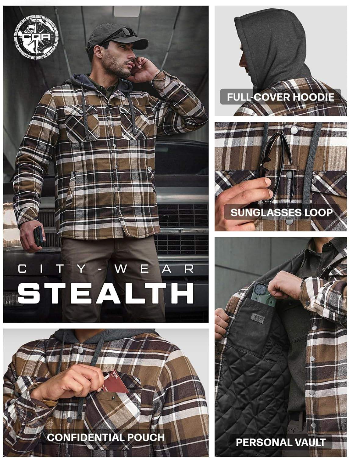 Men'S Flannel Shirt Jacket Long Sleeve, Winter Warm Outdoor Casual Plaid Jacket Coat with Pockets