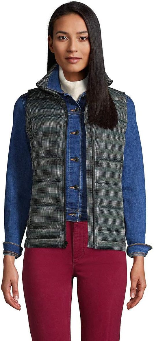 Womens Puffer down Vest Black Glen Check Regular X-Large