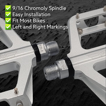 PDX A8 Mountain Bike Pedals, MTB Bike Pedals, Bicycle Pedals, MTB Pedals, CONCAVE Platform Anti-Slip Lightweight Aluminum Wide Platform 16 PINS