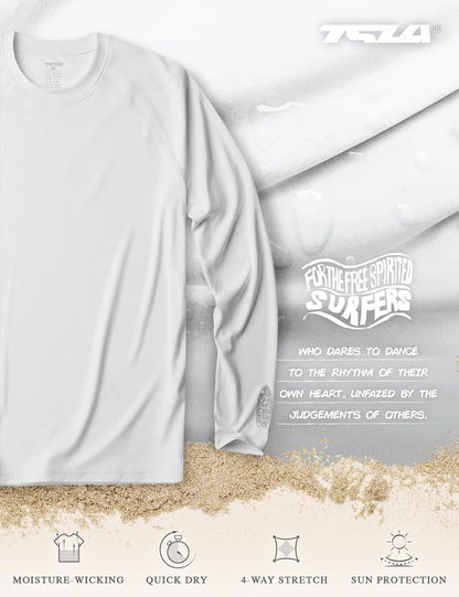 Men'S Rashguard Swim Shirts, UPF 50+ Cool Running Workout Loose-Fit Long Sleeve