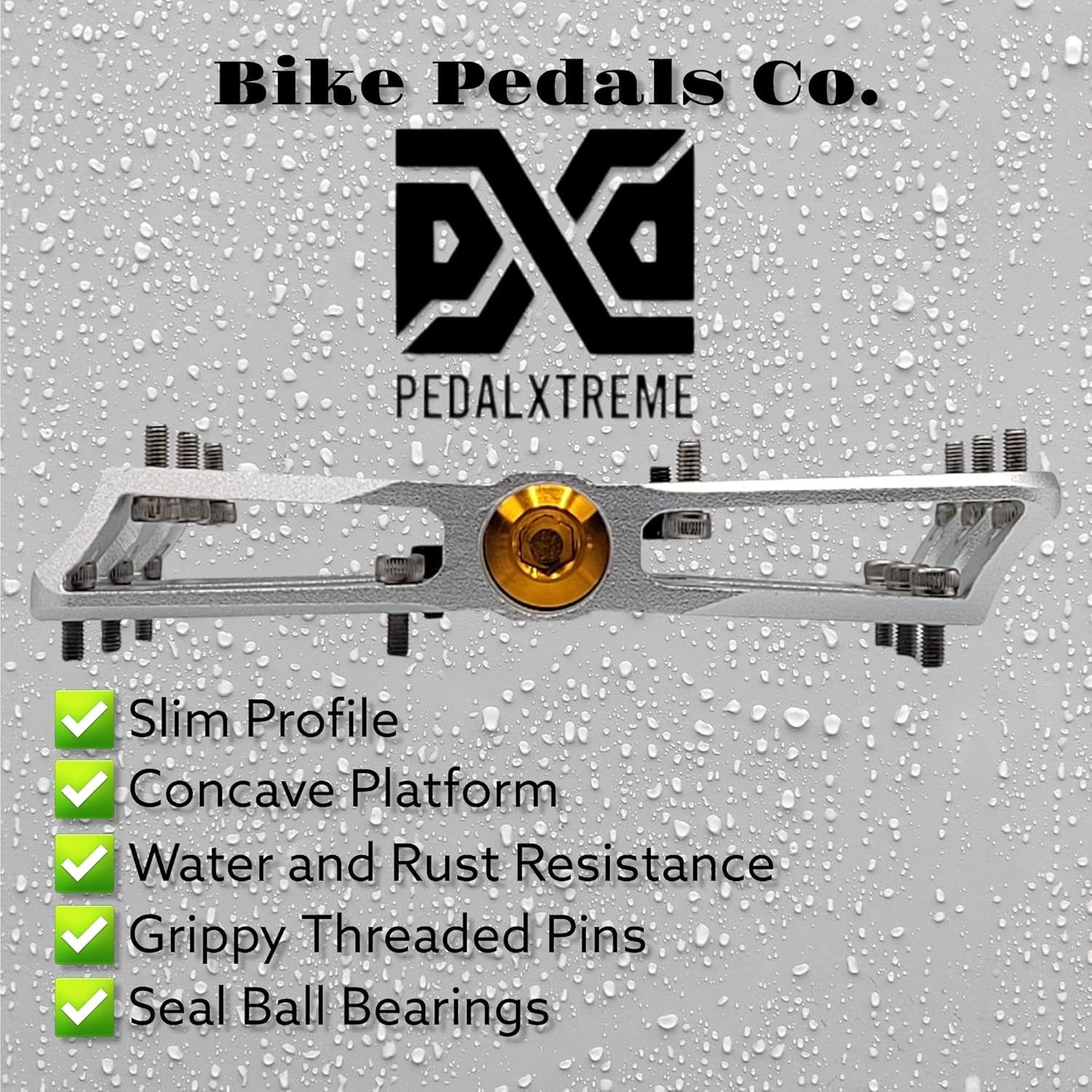 PDX A8 Mountain Bike Pedals, MTB Bike Pedals, Bicycle Pedals, MTB Pedals, CONCAVE Platform Anti-Slip Lightweight Aluminum Wide Platform 16 PINS