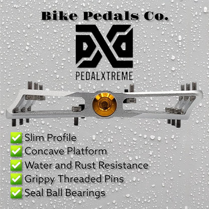 PDX A8 Mountain Bike Pedals, MTB Bike Pedals, Bicycle Pedals, MTB Pedals, CONCAVE Platform Anti-Slip Lightweight Aluminum Wide Platform 16 PINS