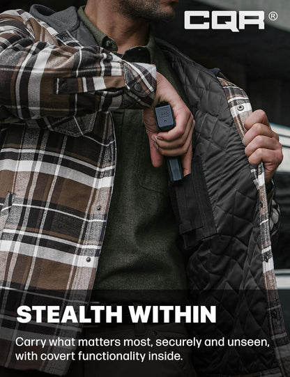 Men'S Flannel Shirt Jacket Long Sleeve, Winter Warm Outdoor Casual Plaid Jacket Coat with Pockets