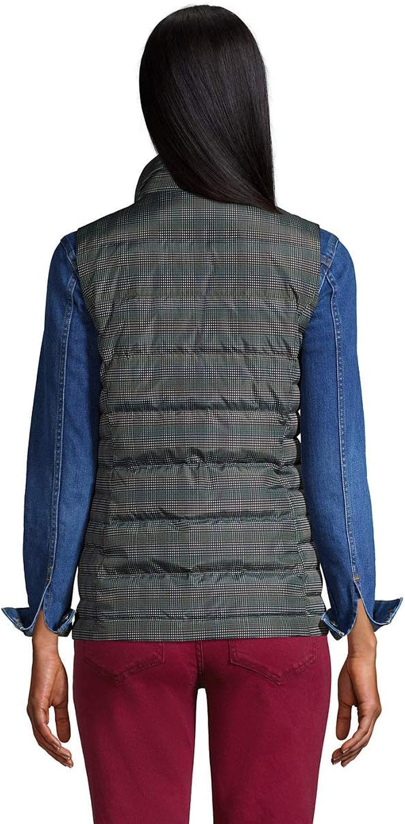 Womens Puffer down Vest Black Glen Check Regular X-Large