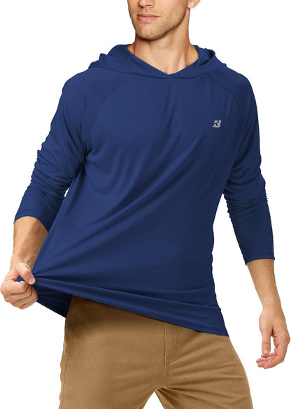 UPF 50+ Fishing Shirts for Men, Long Sleeve UV Sun Protection Hoodie, Outdoor Hiking Running Swimming Rash Guard