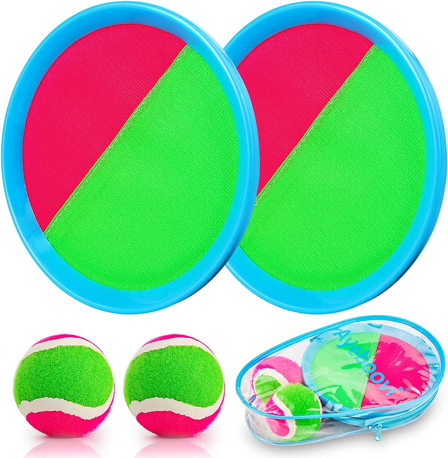 Toss and Catch Ball Game Outdoor Beach Pool Kids Toys outside Lawn Yard Games for 3 4 5 6 7 8 9 10 11 12 Year Old Girls Boys Toys Birthday Gift Stocking Stuffers (2 Paddles 2 Balls)